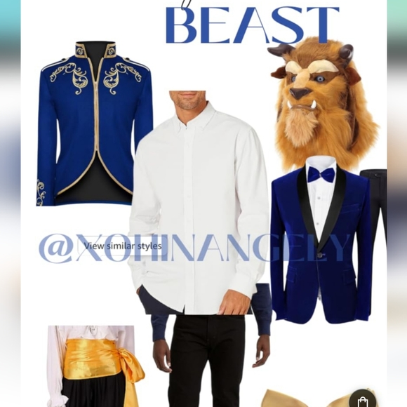 Men's Fashion Prince Uniform Gold Embroidered Jacket Suit Jacket - Picture 12 of 12